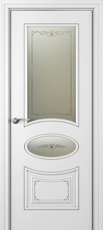 Купить межкомнатную дверь ЛЧ 61-С2 с двумя стёклами цвета белый в Москве