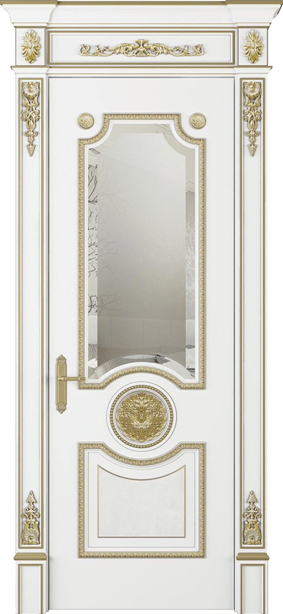Купить межкомнатную дверь  Модель №102 с фигурным стеклом цвета белый в Москве