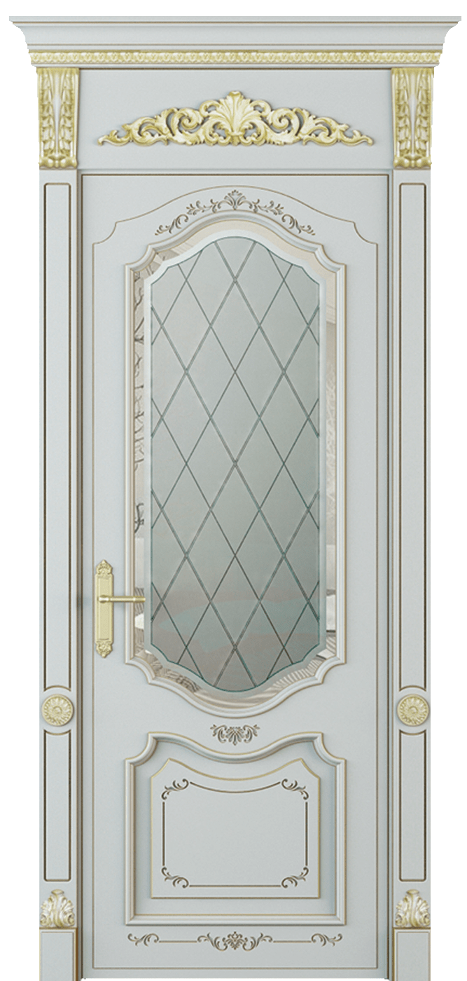 Купить межкомнатную дверь  Модель №007 с фигурным стеклом цвета ral 7035 в 