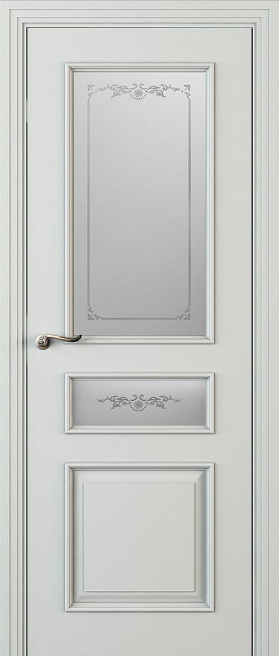 Купить межкомнатную дверь Л 53-С2 с двумя стёклами цвета ral 7035 в Москве
