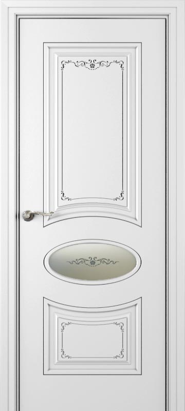 Купить межкомнатную дверь ЛЧ 61-С с овальным стеклом цвета белый в Москве
