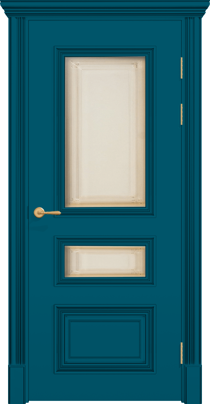 Купить межкомнатную дверь ПОЛО 3FХ/G2 с двумя стёклами цвета ral 5009 в Москве