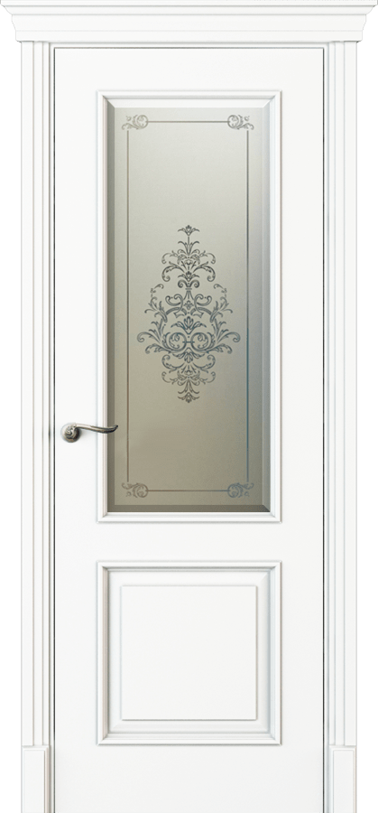 Купить межкомнатную дверь Л13Б со стеклом  цвета белый в Москве