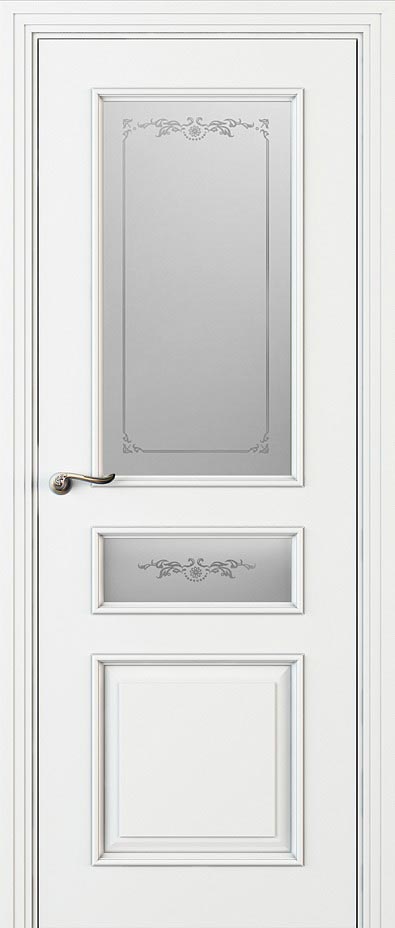 Купить межкомнатную дверь Л 53-С2 с двумя стёклами цвета белый в Москве