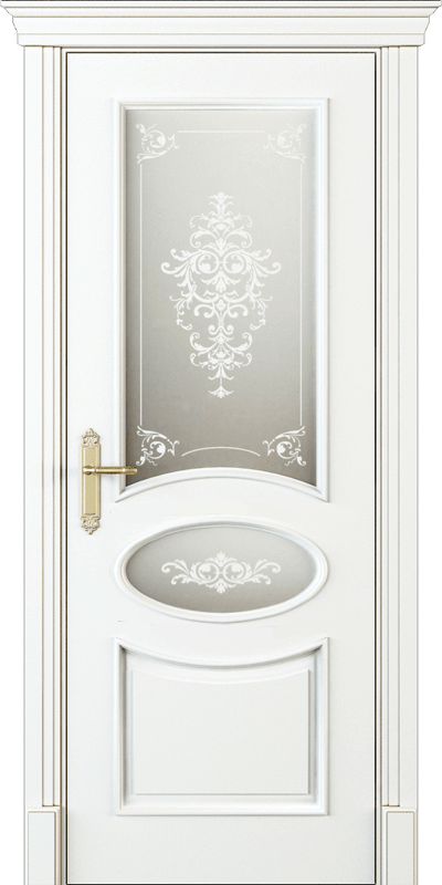 Купить межкомнатную дверь Л 61-Б2 с двумя стёклами цвета белый в Москве