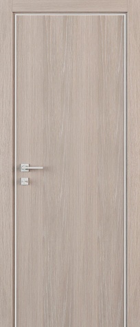 Глухая межкомнатная дверь РДА18 с алюминиевой кромкой цвета бежевый распил