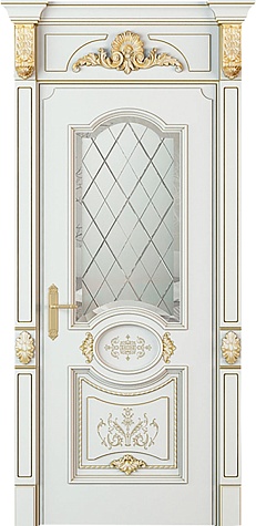 Межкомнатная дверь  Модель №006 с фигурным стеклом цвета ral 7035