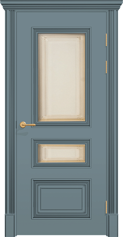 Межкомнатная дверь ПОЛО 3FХ/G2 с двумя стёклами цвета ral 7000