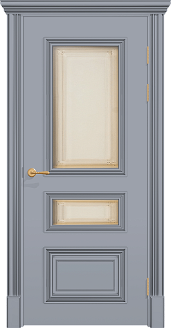 Межкомнатная дверь ПОЛО 3FХ/G2 с двумя стёклами цвета ral 7040
