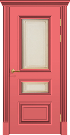 Межкомнатная дверь ПОЛО 3FХ/G2 с двумя стёклами цвета ral 3014
