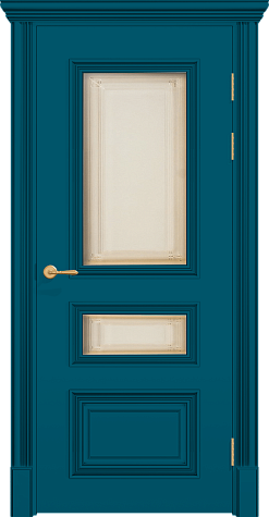 Межкомнатная дверь ПОЛО 3FХ/G2 с двумя стёклами цвета ral 5009